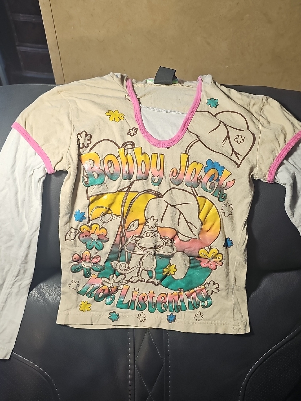 Long Sleeve Graphic Kids Top in Cream and Pink Long Sleeve Tee With Hoodie Shirt